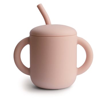 Mushie Silicone Training Cup + Straw - Blush